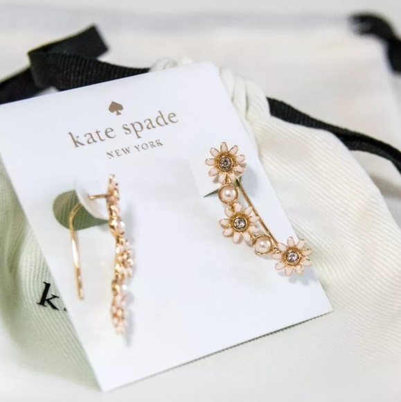 Kate Spade Flower Pearl Ear Climber Vine Earrings - Picture 2 of 4
